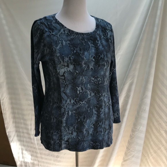 Snakeskin print tunic in blue from Chico’s size 2/L - Picture 1 of 4